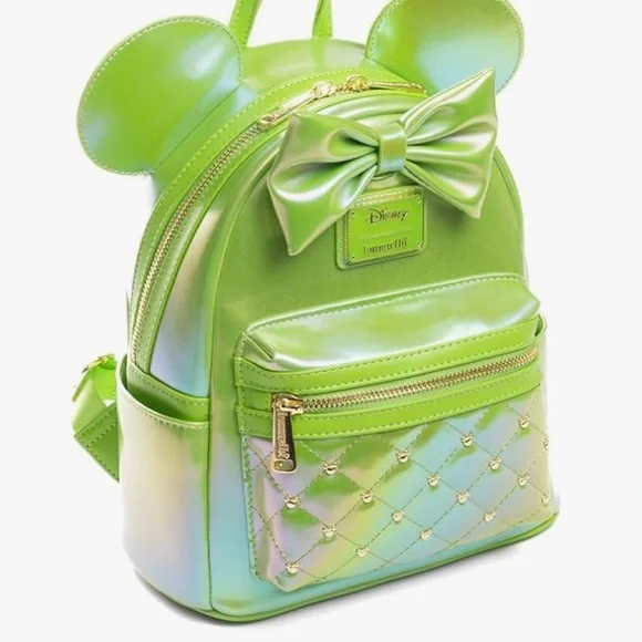 Loungefly Disney Minnie Mouse Classic series Emerald  Iridescent BP New! - Picture 3 of 13